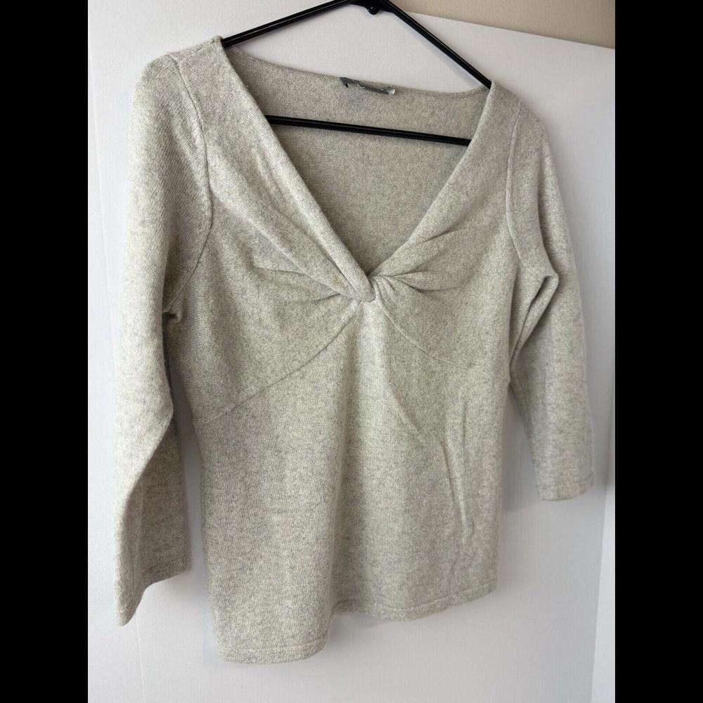 ANN TAYLOR Cashmere‎ Metallic Twist Front V Neck Sweater Top Women's Size S
